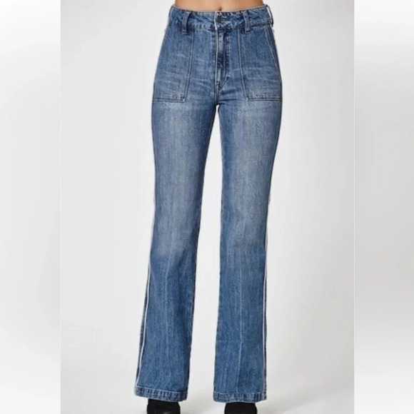 VOLCOM Retro Blue Wide Leg Flare Jeans - Picture 3 of 13